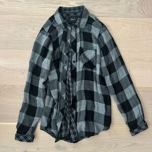 super soft rails black & gray buffalo check button down